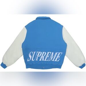 Supreme Twill Varsity Jacket Light Blue